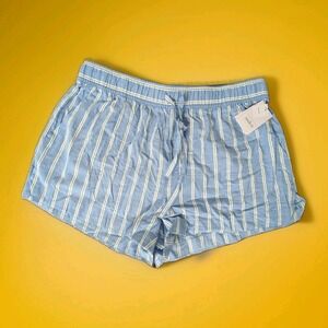 Auden Striped Shorts Boyshort PJs Blue White Striped NWT Medium